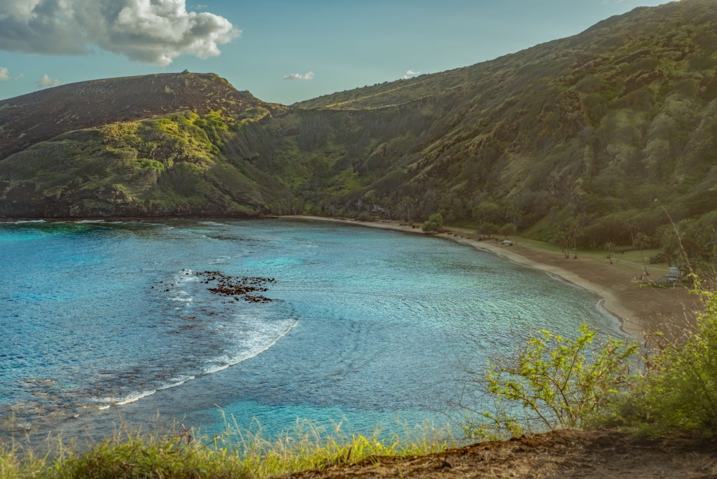 Waves Break on the Reef at Hanauma Bay in Hawaii at Sunrise