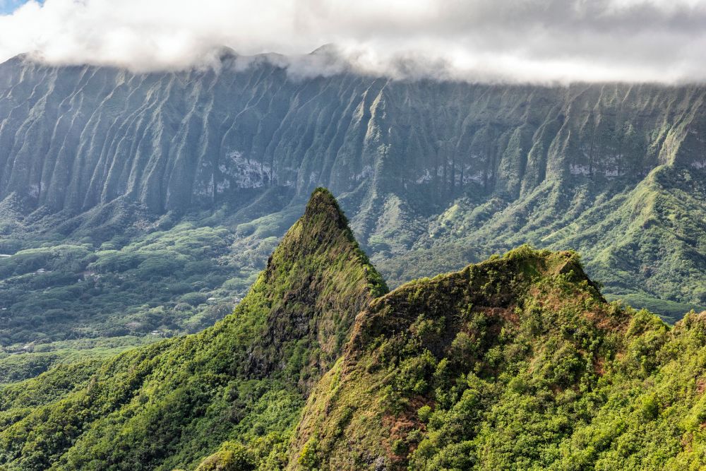 The famed Olomana Trail along the ridges of this eroded volcanic landscape offers 360 degree views of this part of Oahu