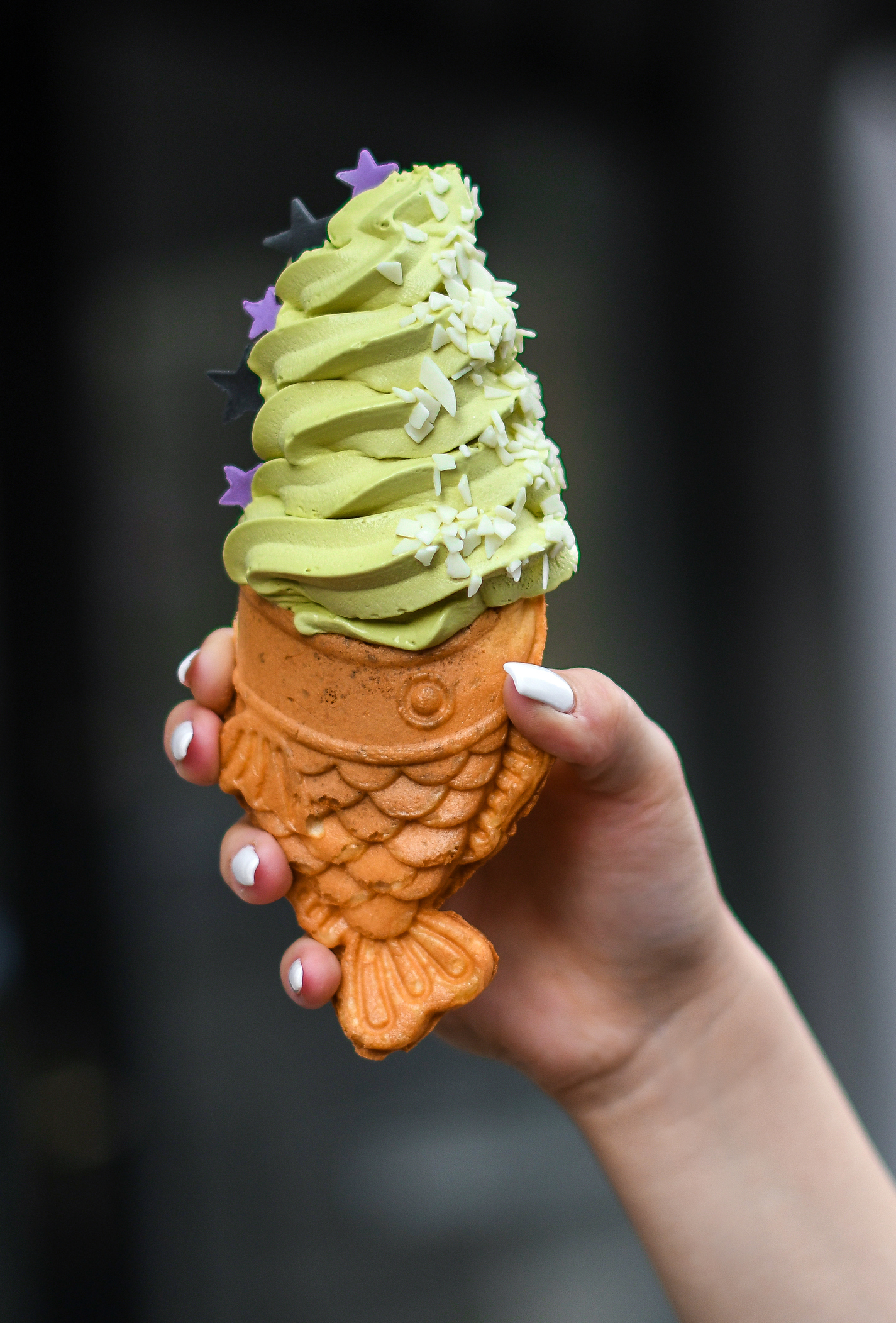 Hand holding taiyaki ice cream
