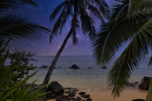 Starry night sky in Hawaii