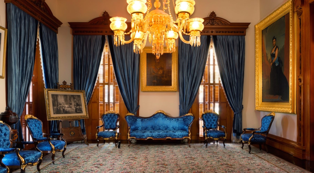 The Blue Room at Iolani Palace in Honolulu