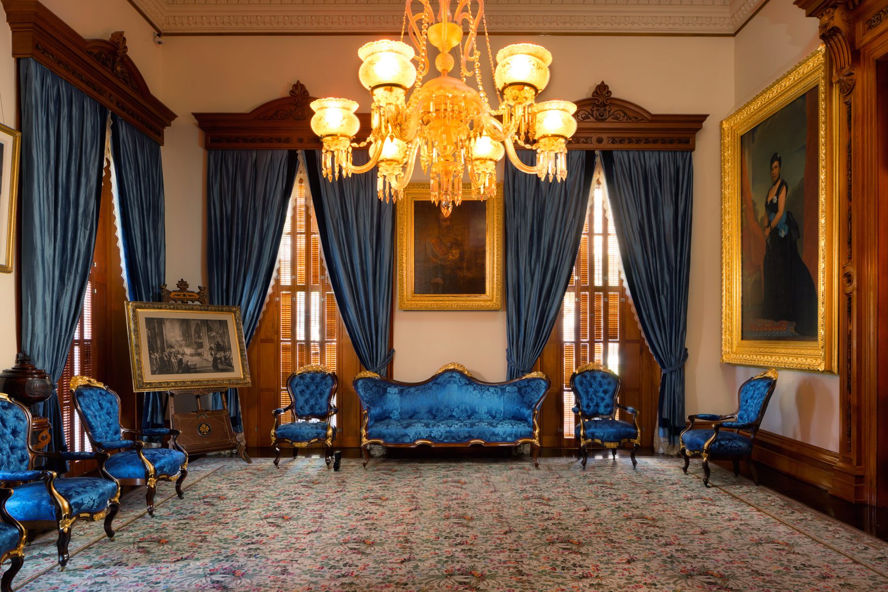 The Blue Room at Iolani Palace in Honolulu